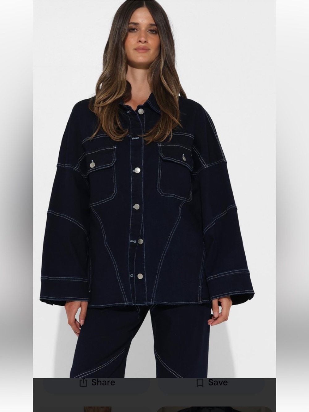 By DYLN Navy Blue Jacket with White Contrast Stitching